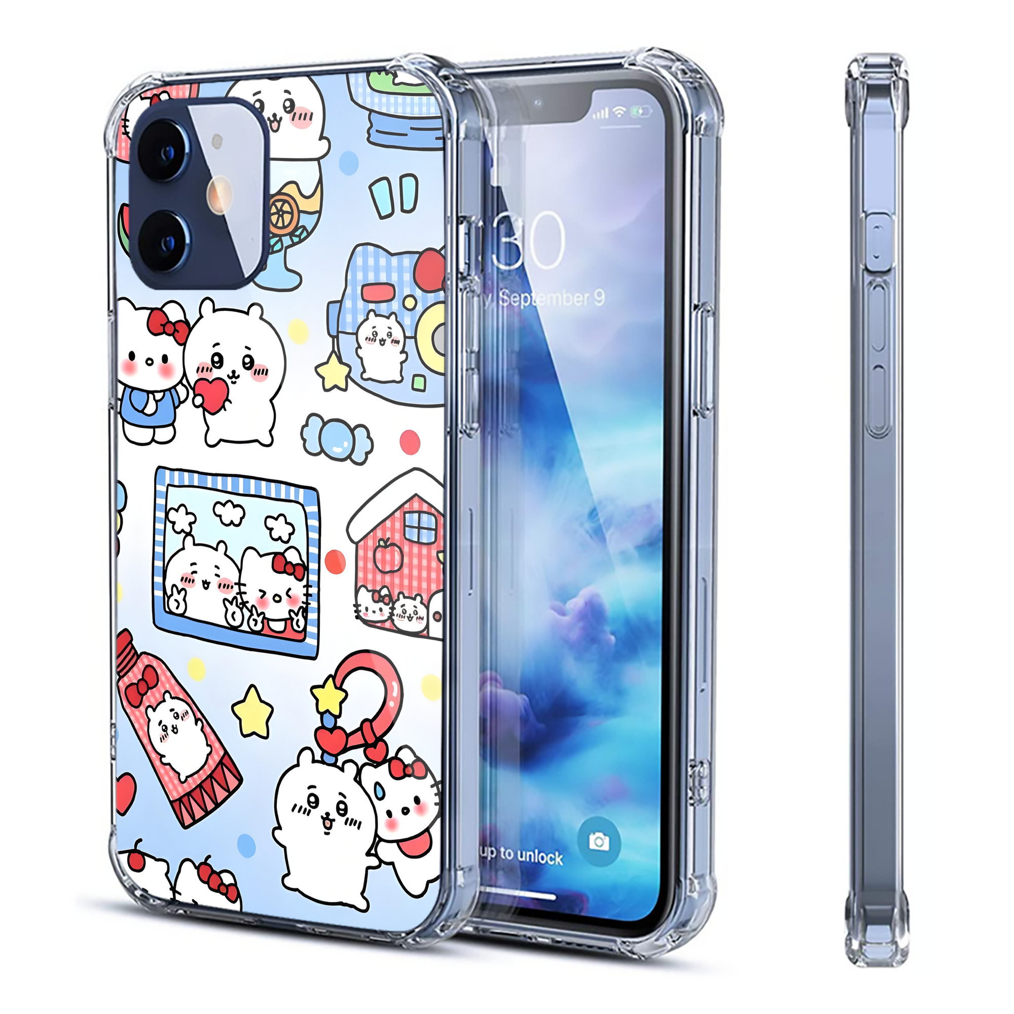 （画像用） ちいかわ Chii-kawa 【iPhone 12シリーズ対応】透明スマホケース（クリアソフトケース）